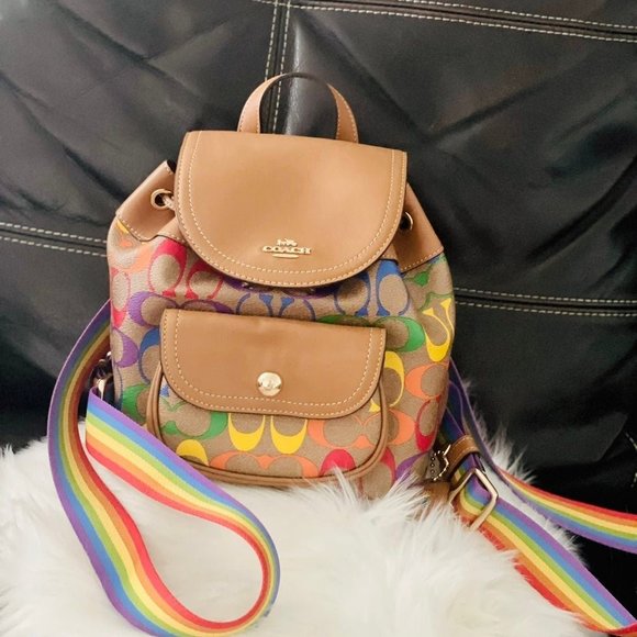 Coach Pennie Backpack 22 In Rainbow Sign
